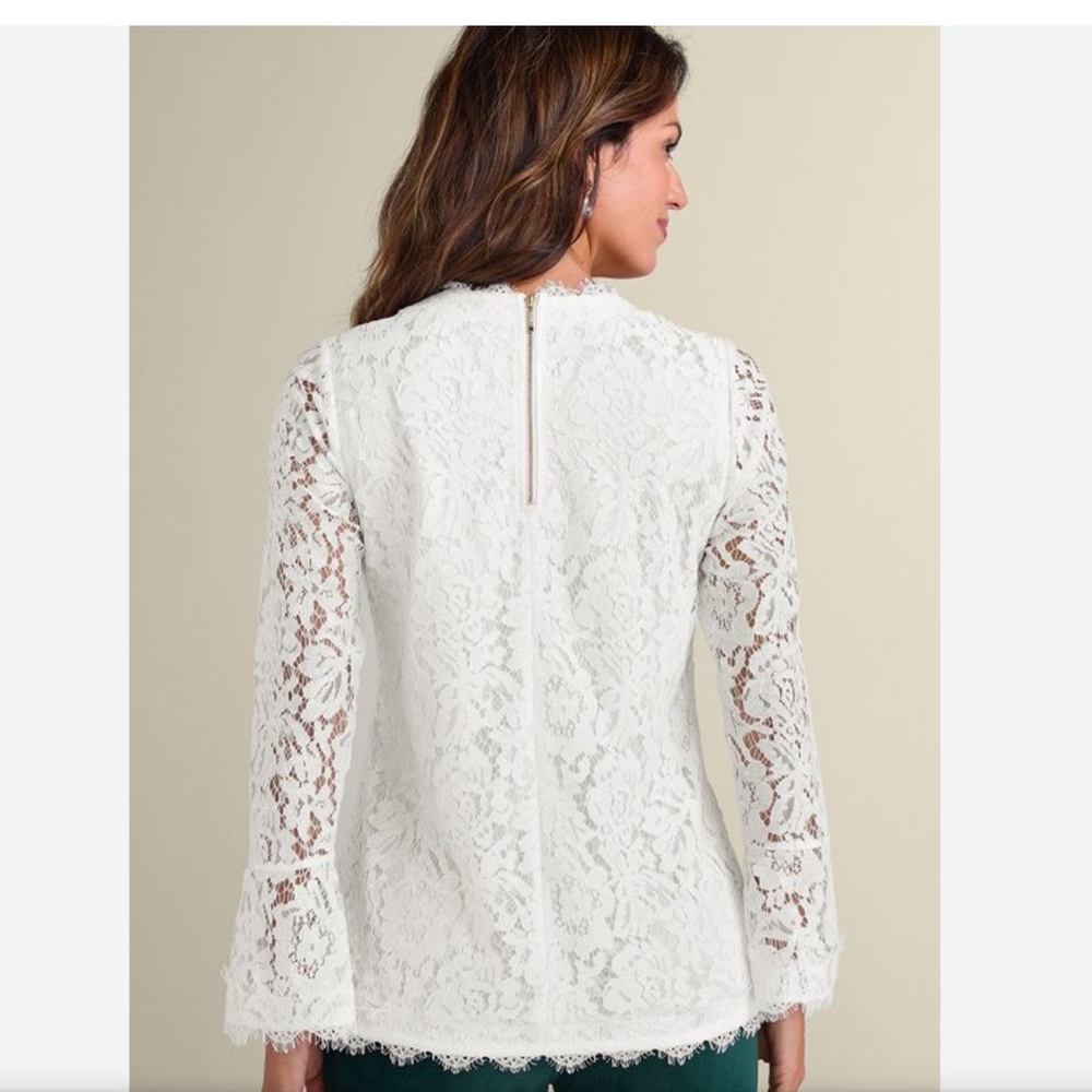 Soft Surroundings Lilith Floral Lace Overlay Eyelash Trim White Medium N… - Picture 2 of 4